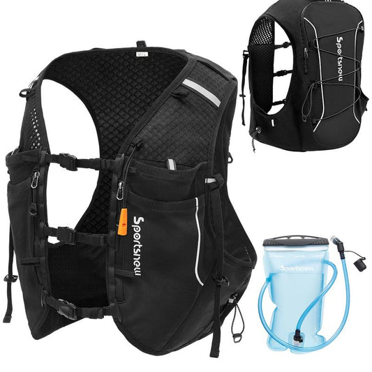 Sportsnew Hydration Vest 10L – Unisex Lightweight Running Backpack with 2L Bladder or 500Ml Soft Flasks, Waterproof Phone Pocket, Breathable Pack for Marathon, Trail Running, Hiking, Cycling