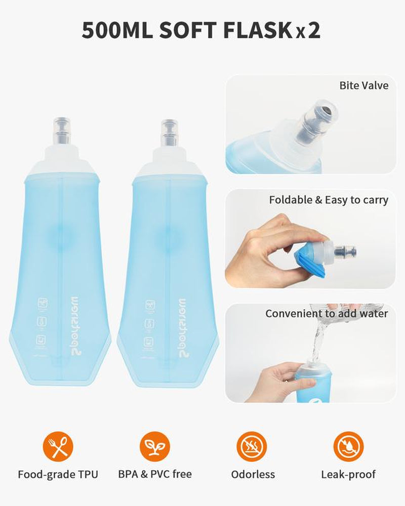 Sportsnew Hydration Vest 10L – Unisex Lightweight Running Backpack with 2L Bladder or 500Ml Soft Flasks, Waterproof Phone Pocket, Breathable Pack for Marathon, Trail Running, Hiking, Cycling